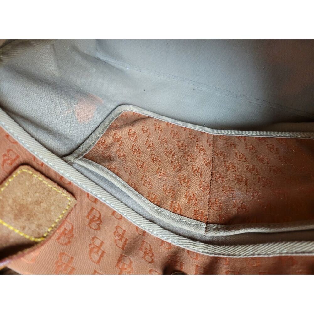 Dooney and Bourke Large Purse Orange Signature DB Canvas Leather Vintage Brown - Picture 6 of 16